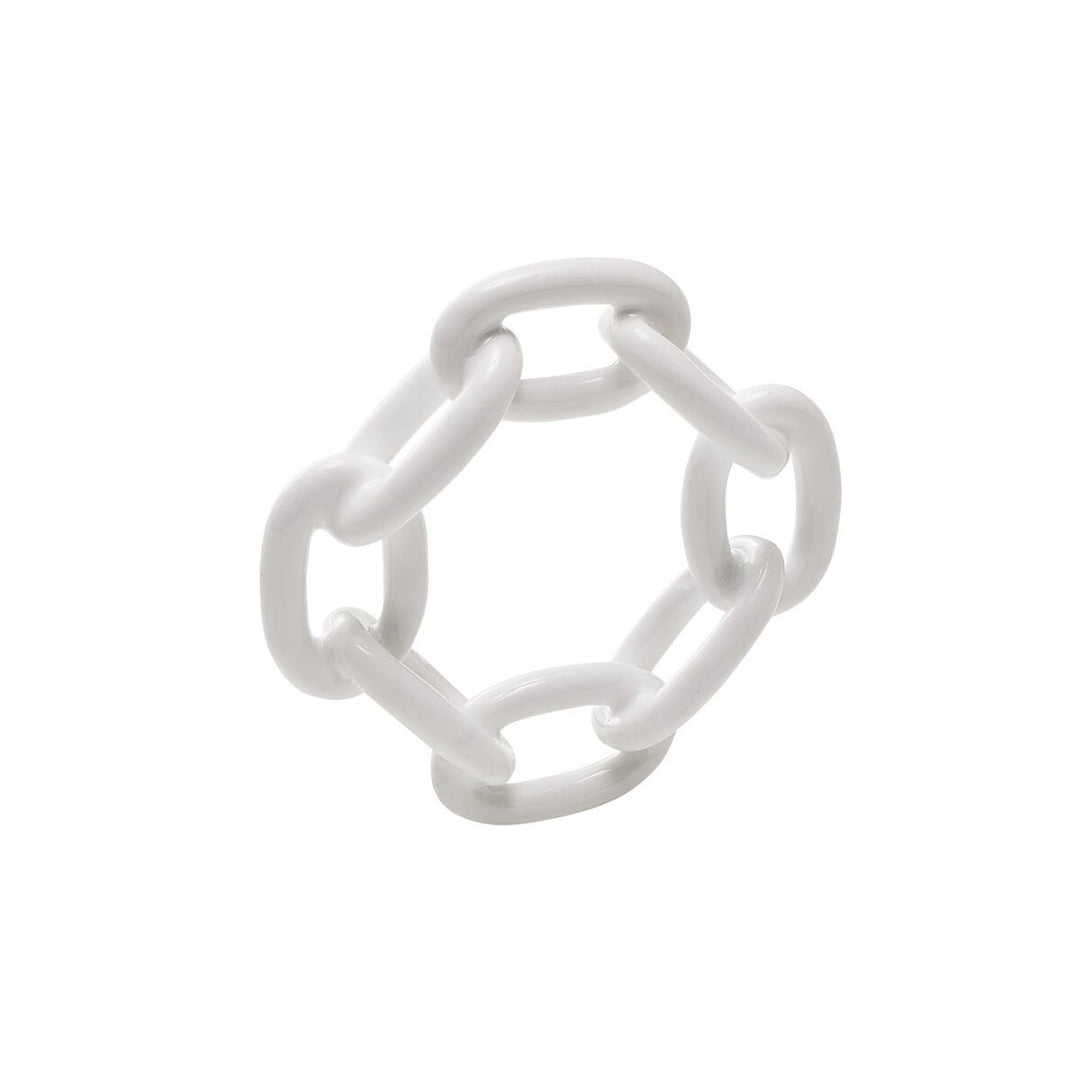 Kim Seybert Enamel Chain Link Napkin Ring in White - Set of 4