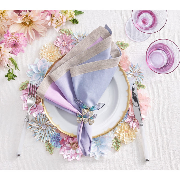 Kim Seybert Flutter Napkin Ring in Lilac & Periwinkle - Set of 4 in a Gift Box