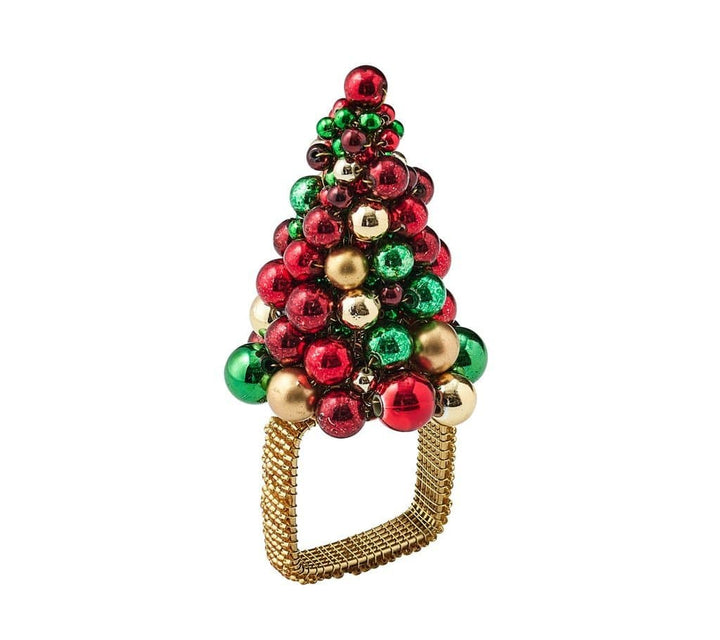 Kim Seybert Kim Seybert Xmas Baubles Napkin Ring - Set of 4 - Multi-Colored & Gold NR2212543RGNGD