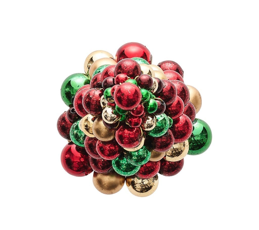 Kim Seybert Kim Seybert Xmas Baubles Napkin Ring - Set of 4 - Multi-Colored & Gold NR2212543RGNGD