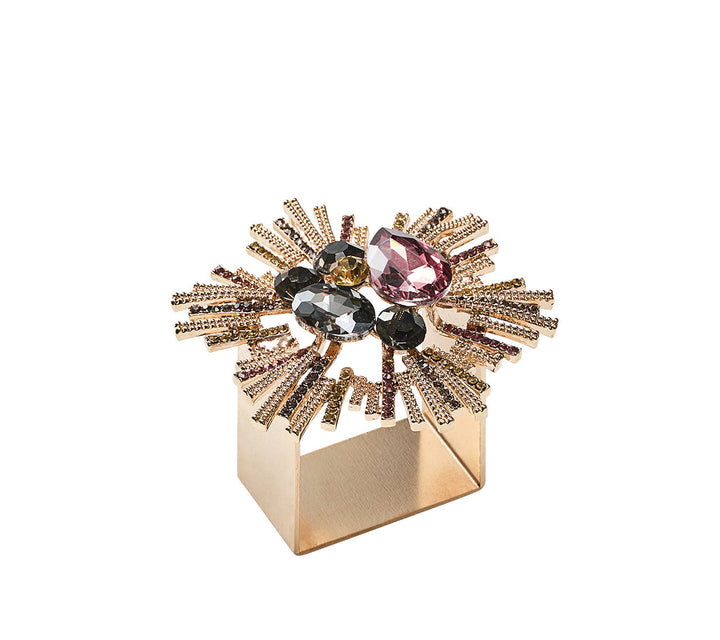 Kim Seybert Bijoux Napkin Ring - Plum & Gold - Set of 4 in a Gift Box