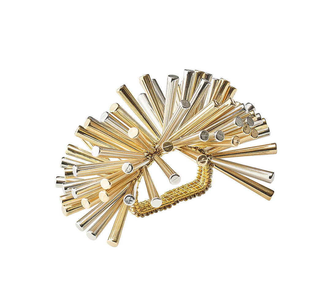 Kim Seybert Fringe Napkin Ring - Gold & Silver