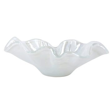 Onda Glass Large Bowl - White