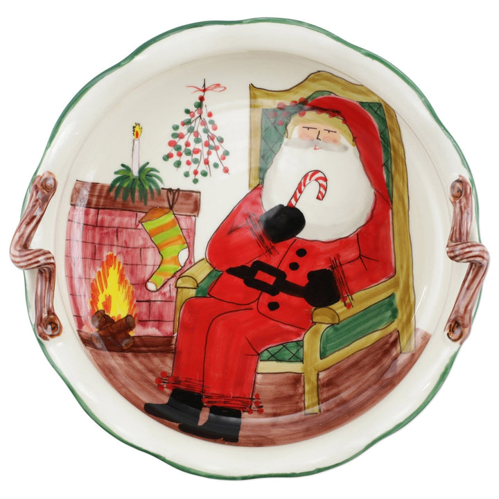 Vietri Vietri Old St. Nick Handled Scallop Large Bowl with Fireplace OSN-78099