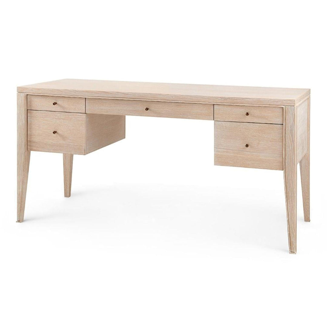 5-Drawer Desk Timotei Collection - Bleached Cerused Oak