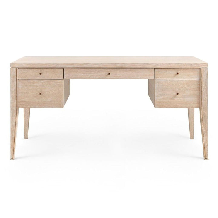 5-Drawer Desk Timotei Collection - Bleached Cerused Oak