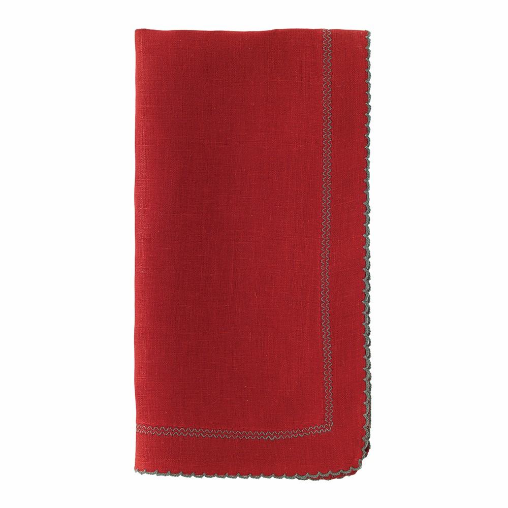 Bodrum Bodrum Picot Napkin - Red & Green - Set of 4 PCT7108p4