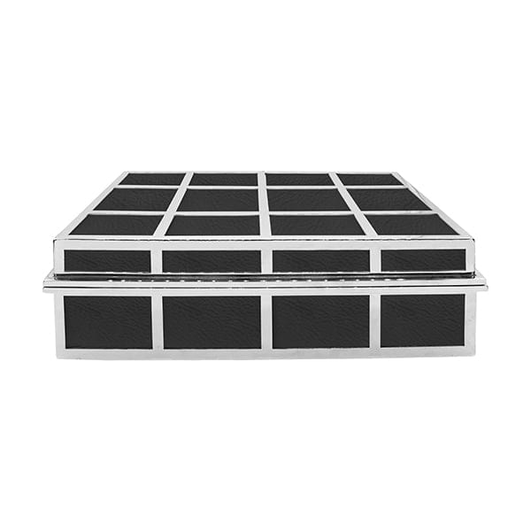 Worlds Away Worlds Away Percy Rectangle Box with Nickel Grid Detail - Black PERCY BLK