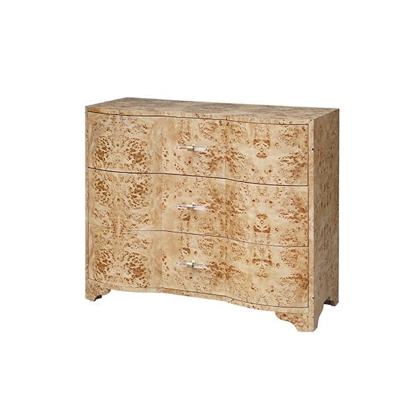 Worlds Away Worlds Away Plymouth Three Drawer Chest with Acrylic Hardware - Matte Burl Wood PLYMOUTH BW