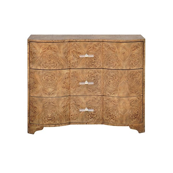 Worlds Away Worlds Away Plymouth Three Drawer Chest with Acrylic Hardware - Matte Dark Burl Wood PLYMOUTH DBW