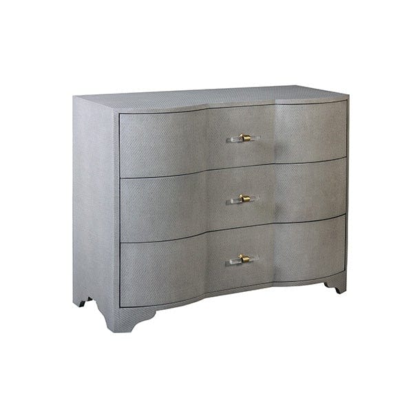 Worlds Away Worlds Away Plymouth Three Drawer Chest - Grey Grasscloth PLYMOUTH GRY