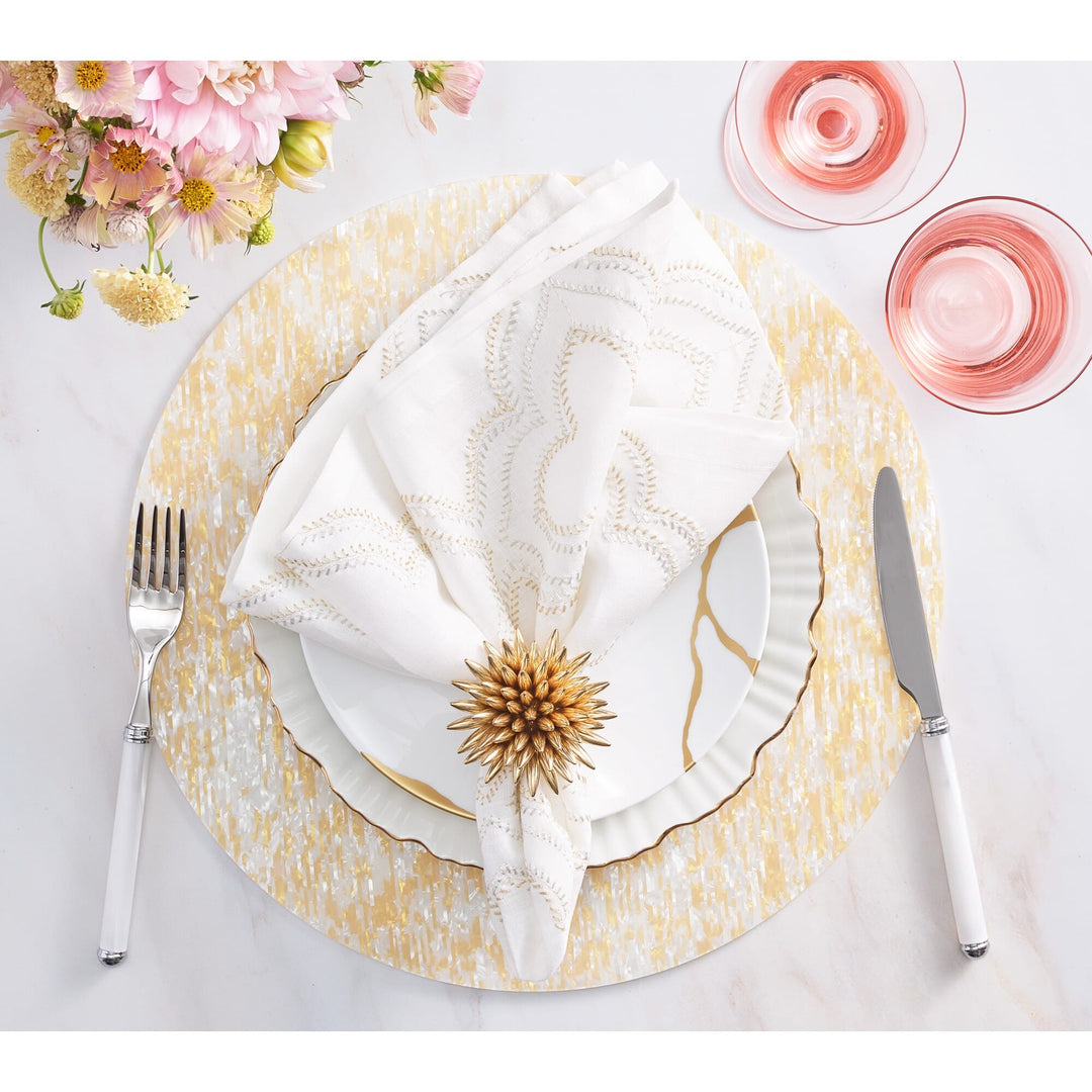 Kim Seybert Glimmer Placemat in Yellow & Ivory - Set of 4