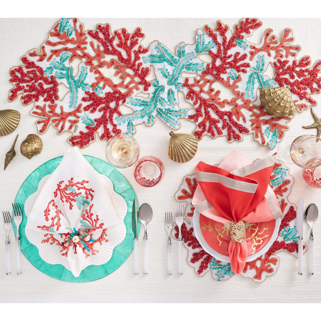 Kim Seybert Coral Spray Placemat in Coral & Turquoise - Set of 4