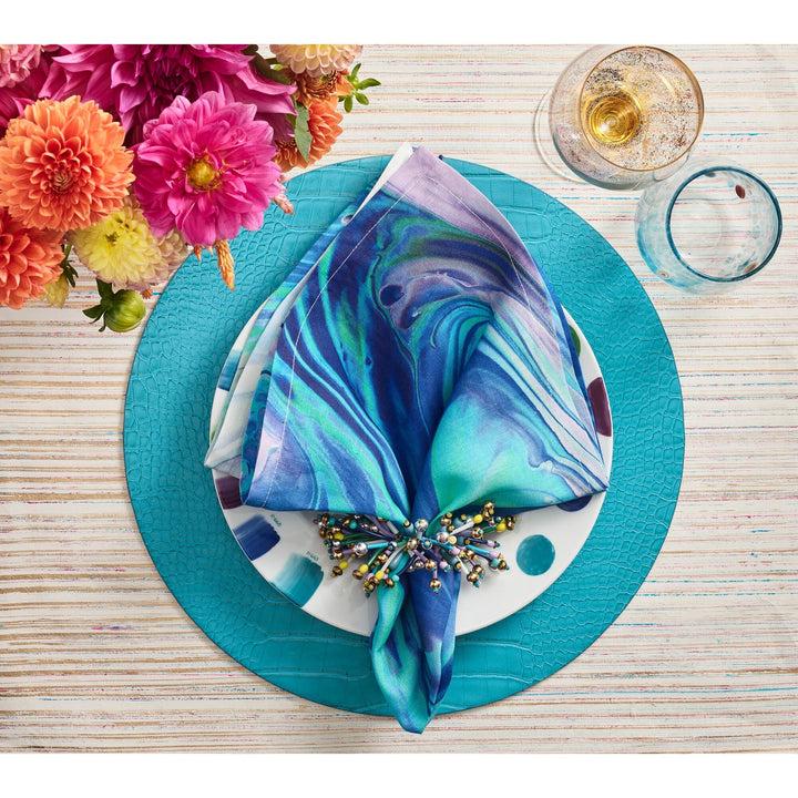 Kim Seybert Croco Placemat in Turquoise - Set of 4