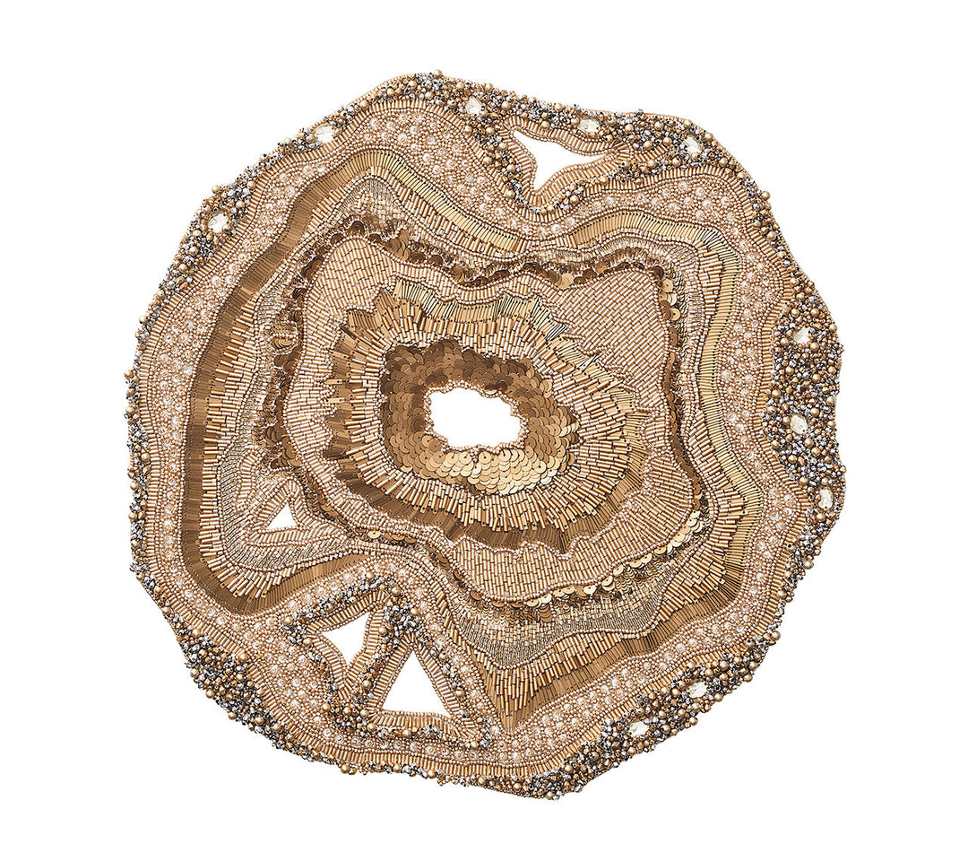 Kim Seybert Beaded Agate Placemat - Champagne & Crystal