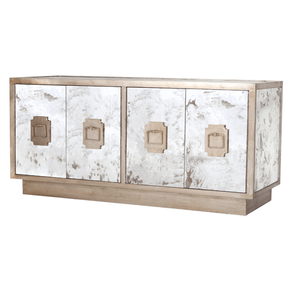 Worlds Away Worlds Away Ponti Entertainment Console - Silver Leaf PONTI S