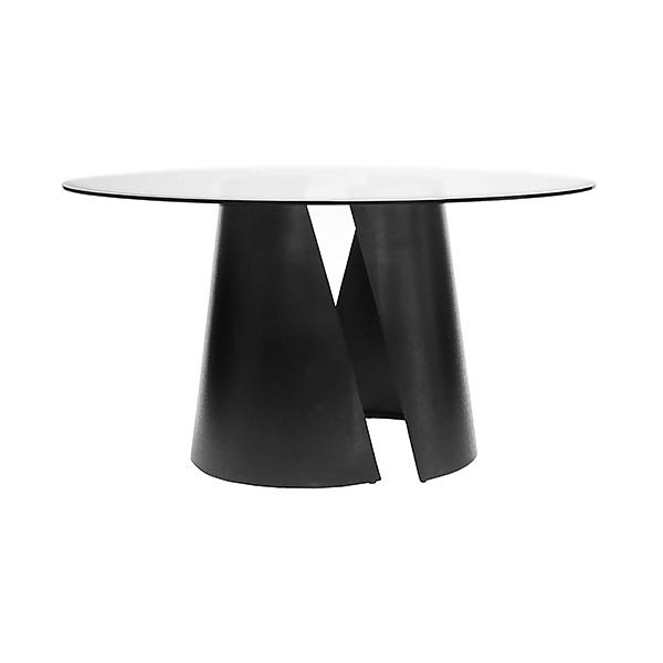 Worlds Away Worlds Away Portia Dining Table with 48" Diameter Beveled Glass - Black Powder Coat PORTIA BLK48