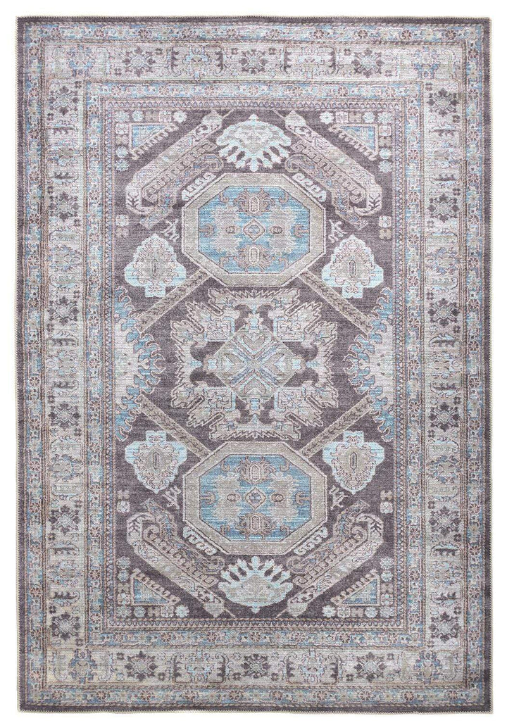 Feizy Feizy Percy Vintage Geometric Medallion Rug - Silver Gray & Blue - Available in 5 Sizes 4' x 6' PRC39AGFGRY000C00