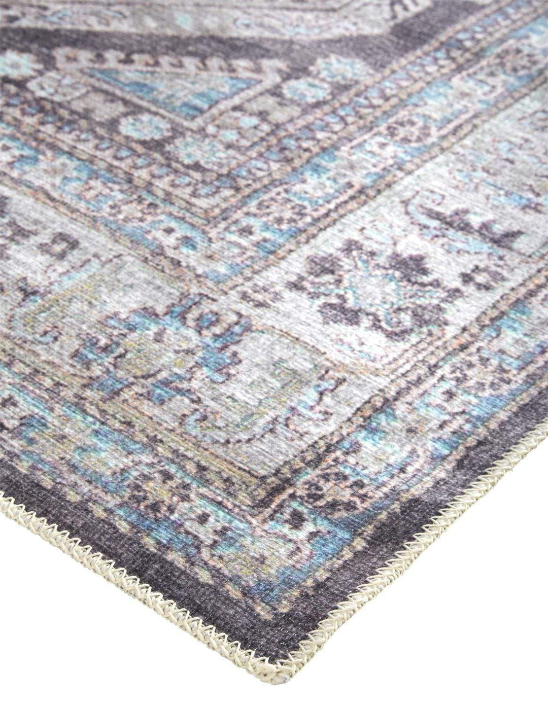 Feizy Feizy Percy Vintage Geometric Medallion Rug - Silver Gray & Blue - Available in 5 Sizes