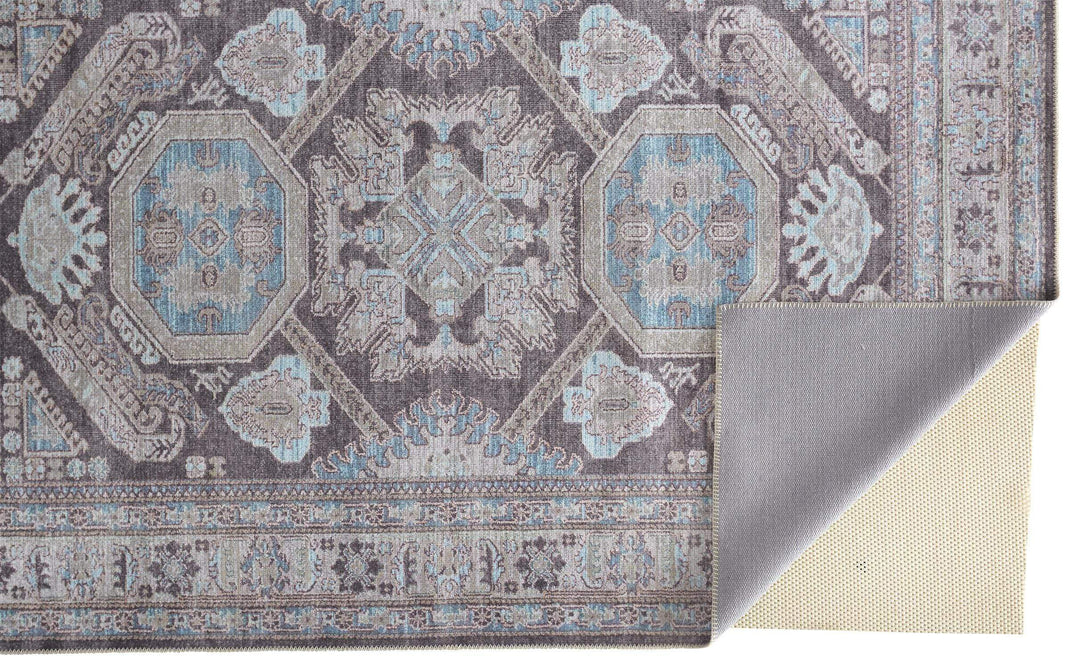 Feizy Feizy Percy Vintage Geometric Medallion Rug - Silver Gray & Blue - Available in 5 Sizes