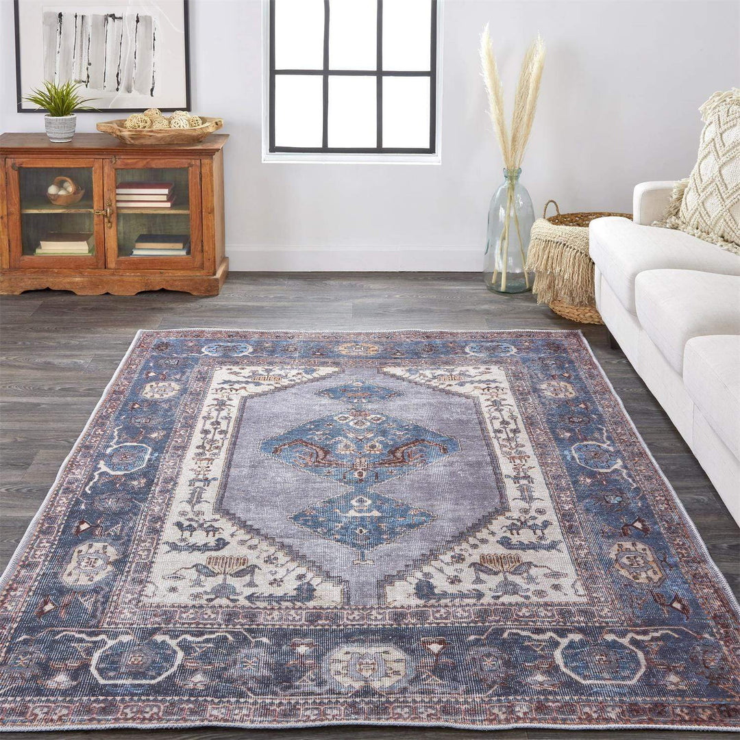 Feizy Feizy Percy Vintage Medallion Rug - Dark Indigo & Brown - Available in 5 Sizes