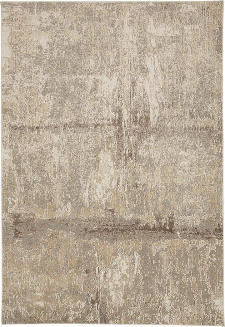 Feizy Feizy Frida Distressed Abstract Watercolor Rug - Latte Tan & Gray - Available in 9 Sizes 3'-9" x 5'-7" PRK3701FIVYGRYC02