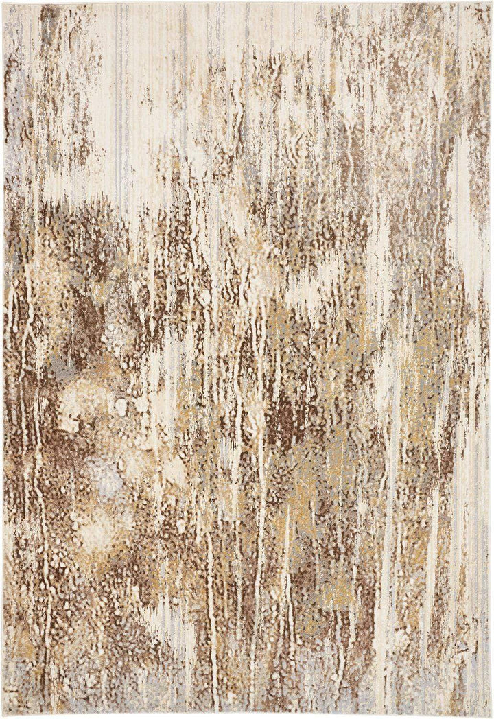Feizy Feizy Frida Distressed Abstract Prismatic Rug - Ivory & Warm Brown - Available in 9 Sizes 3'-9" x 5'-7" PRK3705FIVYGRYC02