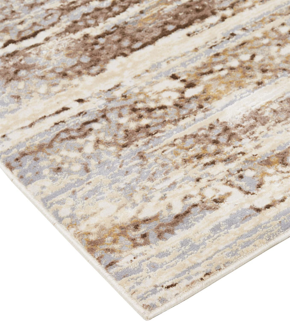 Feizy Feizy Frida Distressed Abstract Prismatic Rug - Ivory & Warm Brown - Available in 9 Sizes
