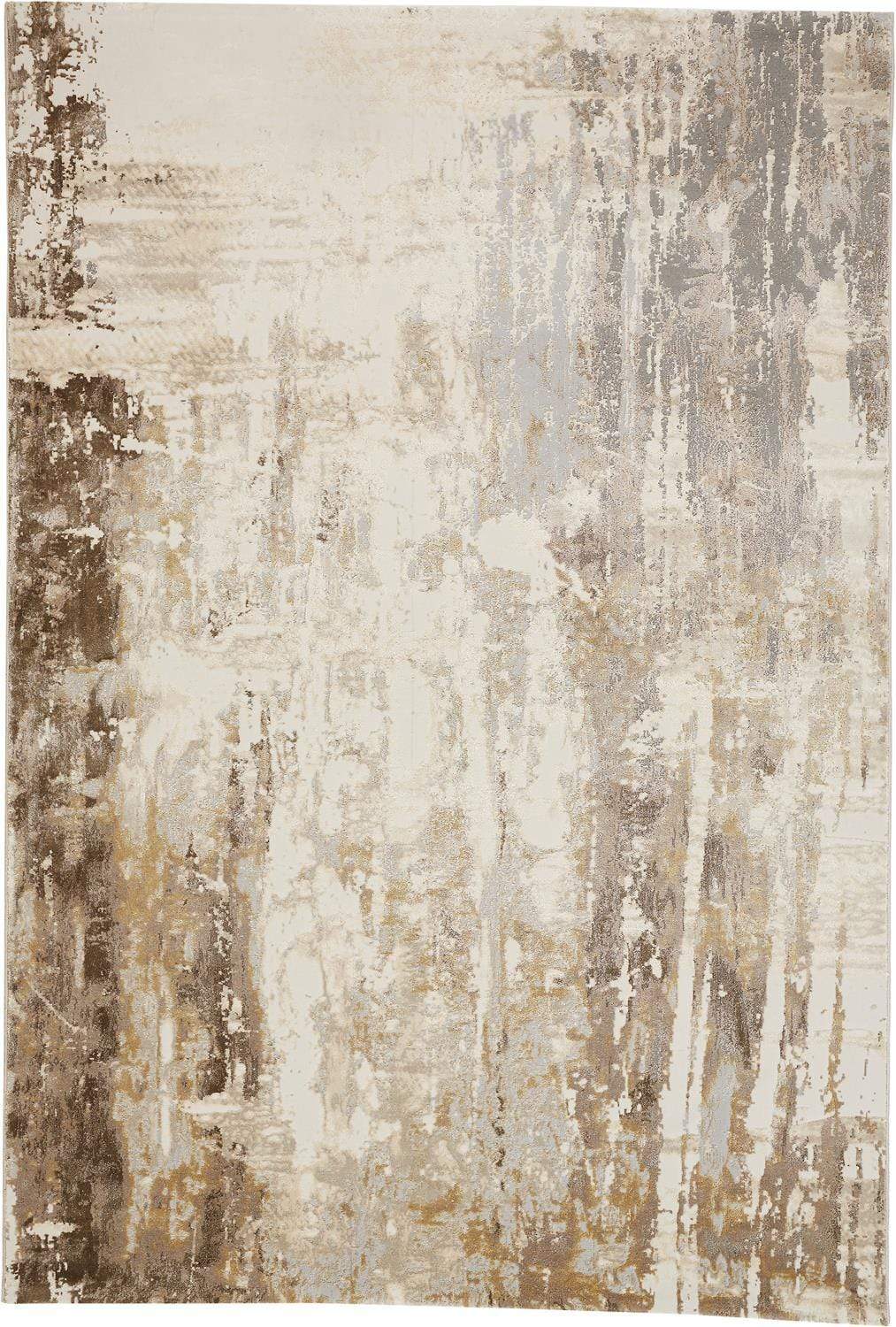 Feizy Feizy Frida Distressed Abstract Watercolor Rug - Ivory & Brown - Available in 9 Sizes 3'-9" x 5'-7" PRK3709FGRYBGEC02