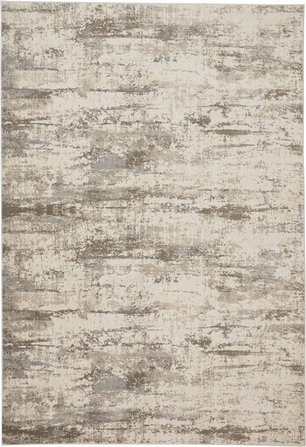 Feizy Feizy Frida Distressed Abstract Prismatic Rug - Ivory & Brown - Available in 9 Sizes 3'-9" x 5'-7" PRK3719FSLVBGEC02