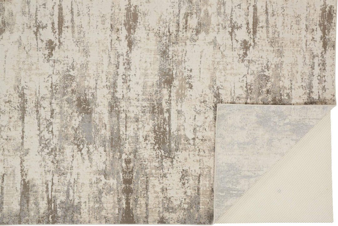 Feizy Feizy Frida Distressed Abstract Prismatic Rug - Ivory & Brown - Available in 9 Sizes