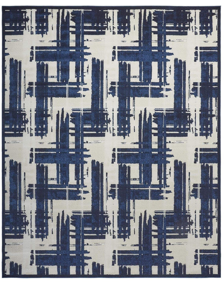 Feizy Feizy Remmy Coastal Inspired Crosshatch Rug - Navy Blue - Available in 7 Sizes 4'-3" x 6'-3" RMY3808FBGEBLUC16