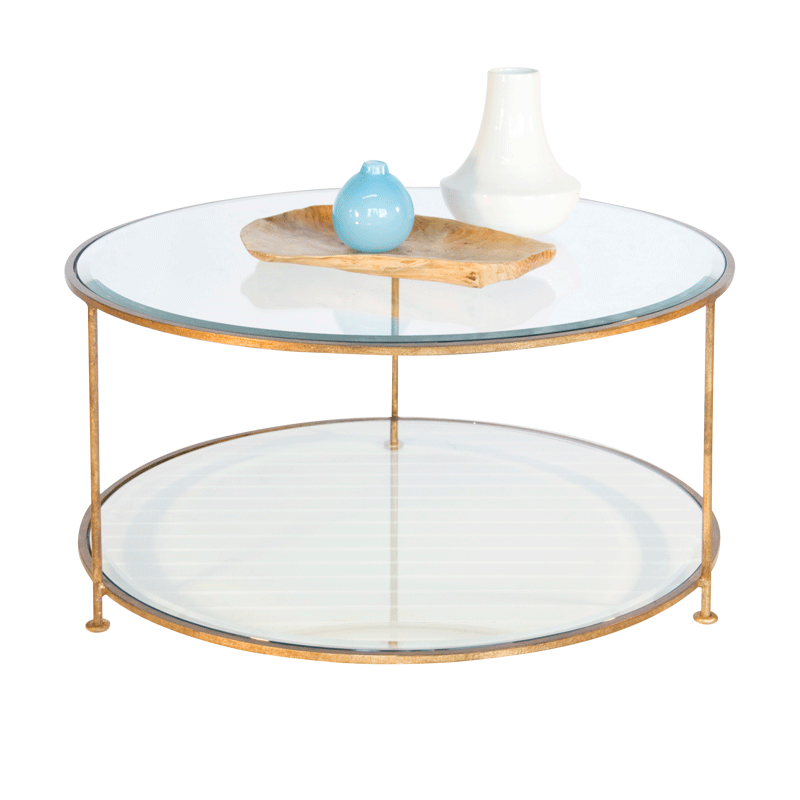 Worlds Away Worlds Away Rollo Two Tier Round Coffee Table - Gold Leaf ROLLO G
