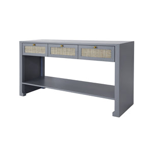 Worlds Away Three Drawer Cane Console With Brass Hardware - Available in 3 Colors