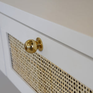 Worlds Away Three Drawer Cane Console With Brass Hardware - Available in 3 Colors