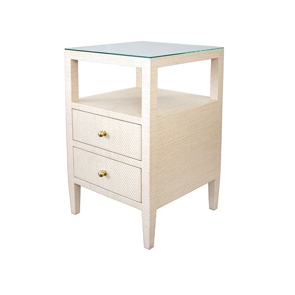 Worlds Away Worlds Away Roscoe Two Drawer Side Table - Natural Grasscloth ROSCOE NAT