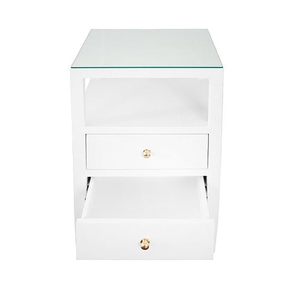 Worlds Away Worlds Away Roscoe Two Drawer Side Table - White Linen ROSCOE WH