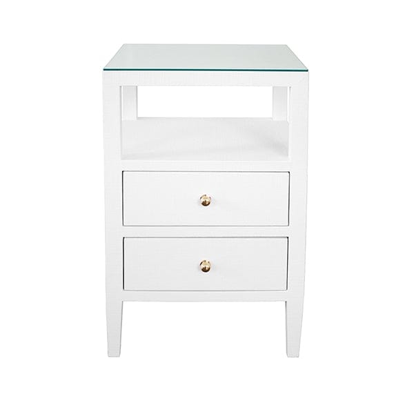 Worlds Away Worlds Away Roscoe Two Drawer Side Table - White Linen ROSCOE WH