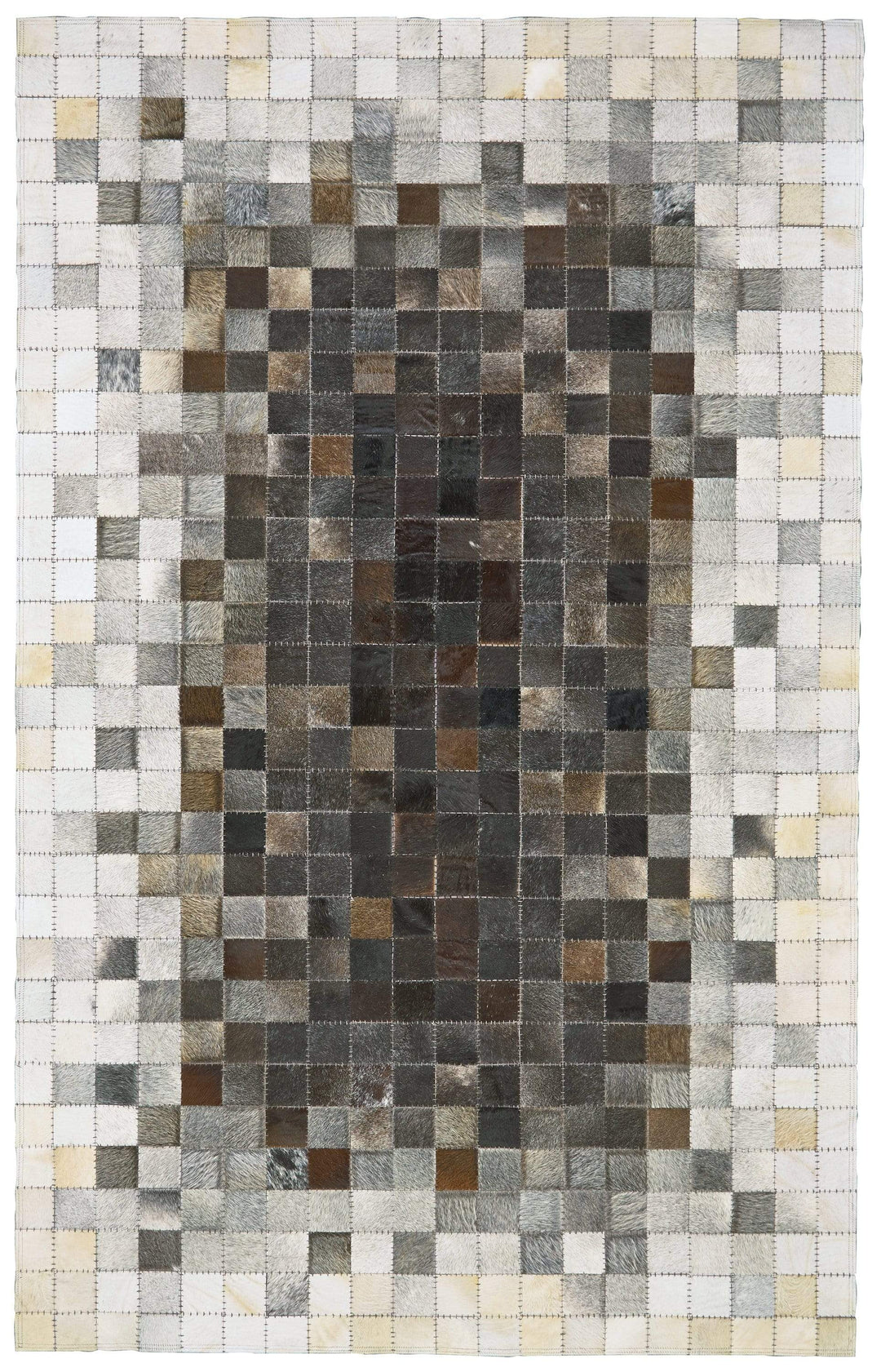 Feizy Feizy Estelle Mosaic Leather Cowhide Rug - Gray & Dark Brown - Available in 3 Sizes 6' x 9' SKNL9138FLS000E00