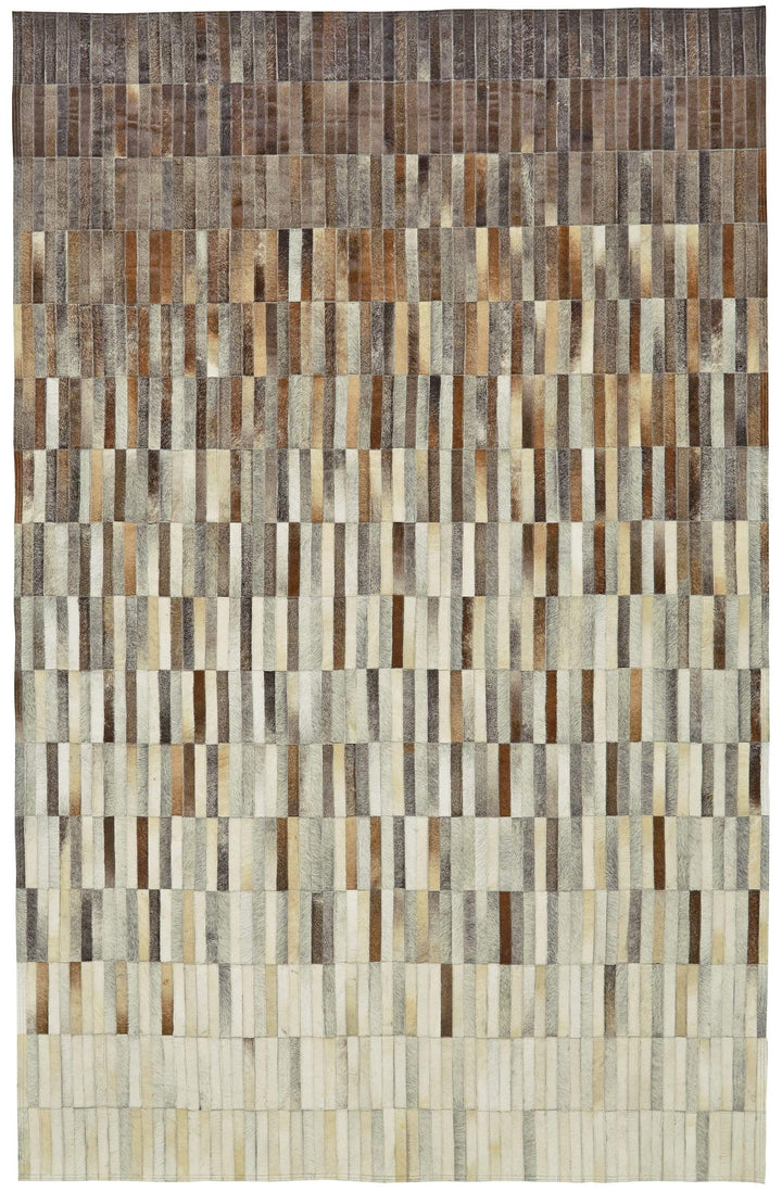 Feizy Feizy Estelle Modern Tiled Leather Cowhide Rug - DarkGray & Brown - Available in 3 Sizes 6' x 9' SKNL9214GRT000E00