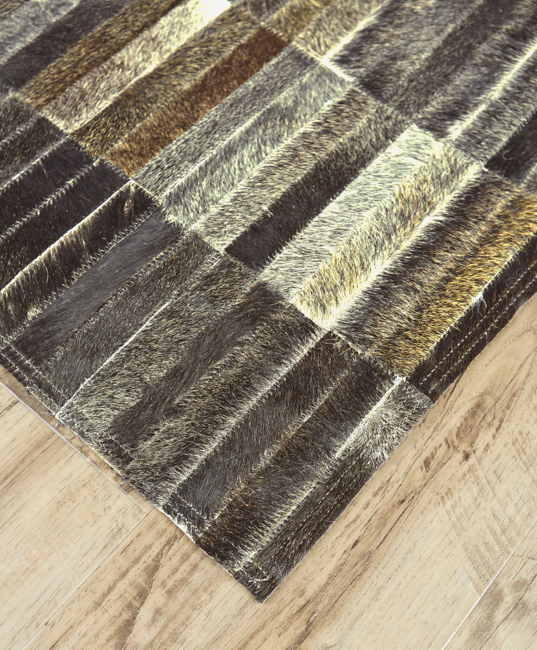 Feizy Feizy Estelle Modern Tiled Leather Cowhide Rug - DarkGray & Brown - Available in 3 Sizes