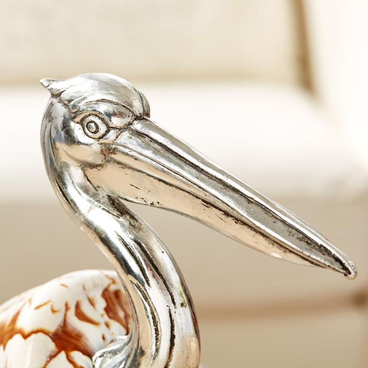 Tozai Home Tozai Home Set of 2 Pelican Sculptures Silver Plated Resin SND101-S2