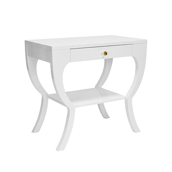 Worlds Away Worlds Away Sonya Curvy Side Table with Acrylic Hardware - Glossy White Lacquer SONYA WH