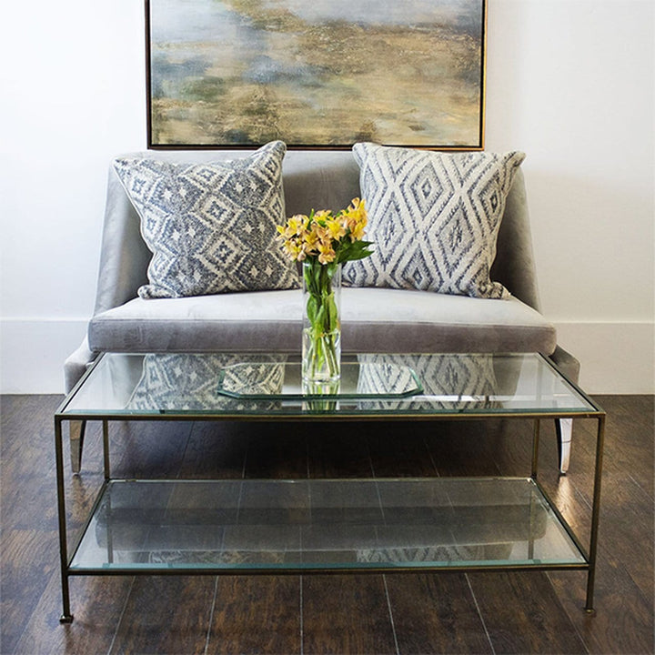 Worlds Away Worlds Away Taylor Sleek Rectangular Coffee Table with Beveled Glass - Bronze TAYLOR BRZ