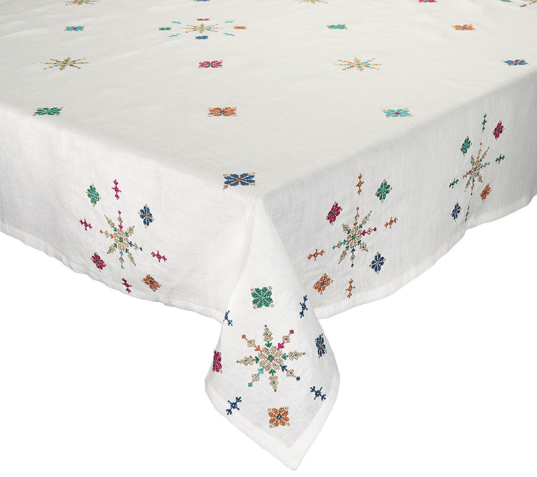 Kim Seybert Fez Tablecloth - White, Gold & Multi