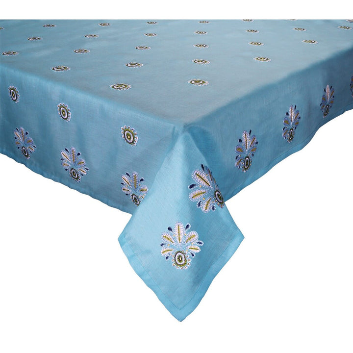 Kim Seybert Flores Tablecloth in Turquoise & Green