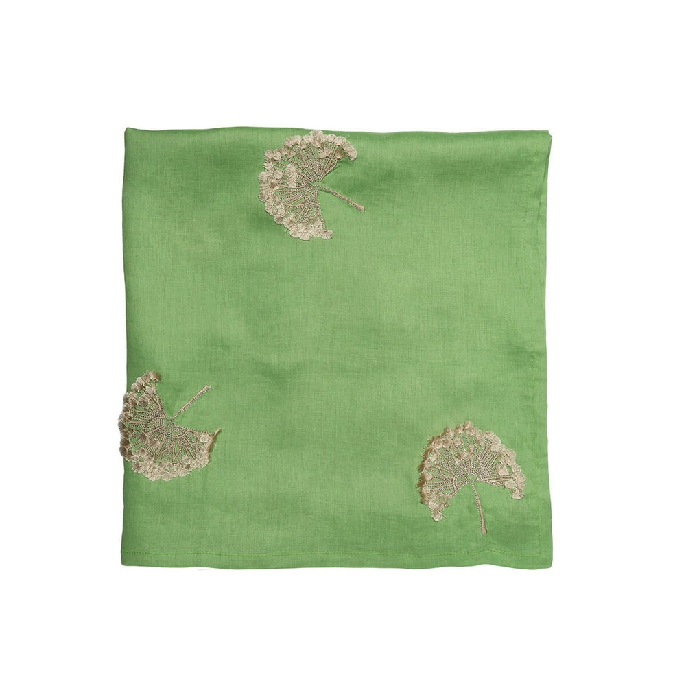 Kim Seybert Palm Fringe Tablecloth in Green & Natural