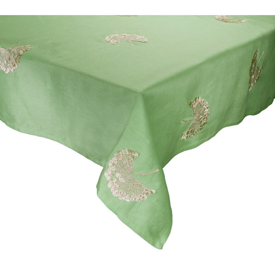 Kim Seybert Palm Fringe Tablecloth in Green & Natural