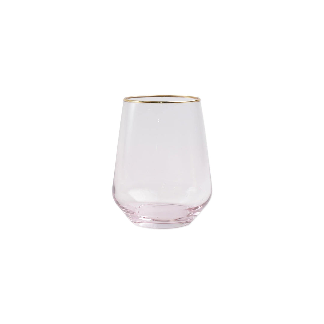 Vietri Vietri Rainbow Pink Stemless Wine Glass VBOW-P52121