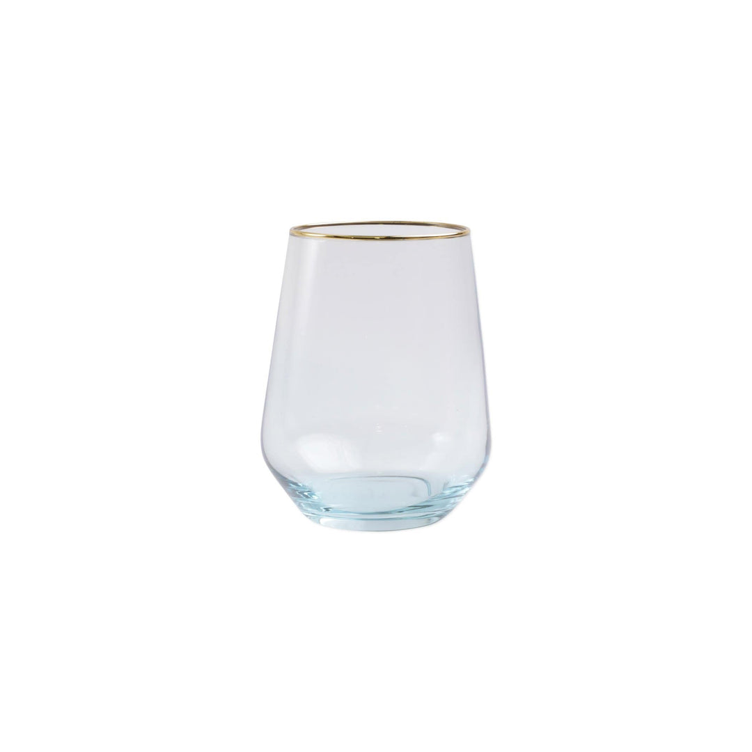 Vietri Vietri Rainbow Turquoise Stemless Wine Glass VBOW-T52121